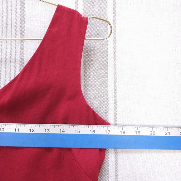 SUNDANCE Dress Red Linen Sz 4 Sundress‎ V Neck A Line Midi Dress Full Skirt - Picture 6 of 8